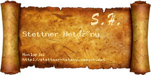 Stettner Hetény névjegykártya